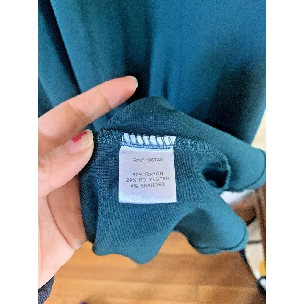 SERENGETI Women's Dress Size 2XL Turquoise Green Blue Long Rayon VTG